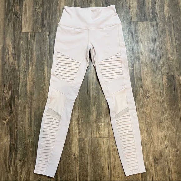 Alo High Waist Motto Leggings Light Gray Size S - Picture 5 of 11